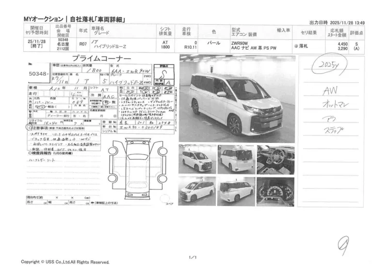 Toyota Noah S-Z 2025 (Hybrid, Auction Grade S) – Pearl | 4 km | Dhaka | STK-260818