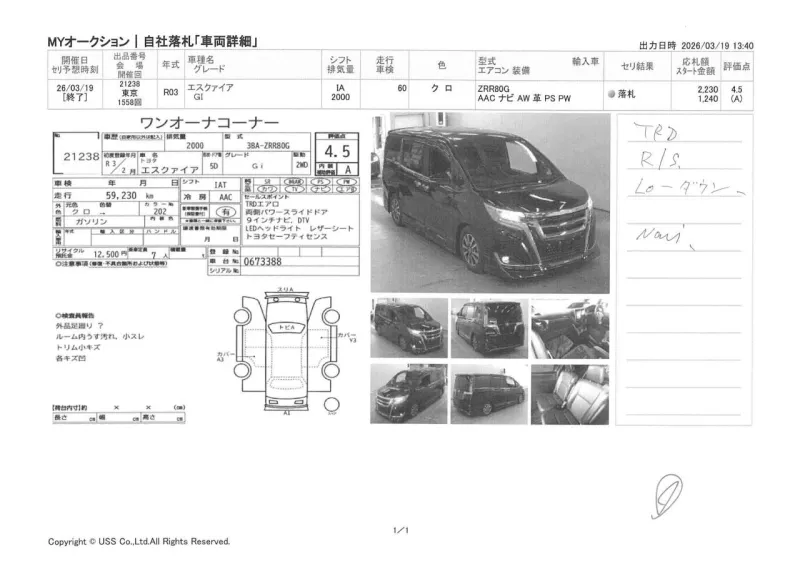 Toyota Esquire GI 2021 (Non Hybrid, Auction Grade 4.5) – Black | 59,230 km | Upcoming | STK-260832